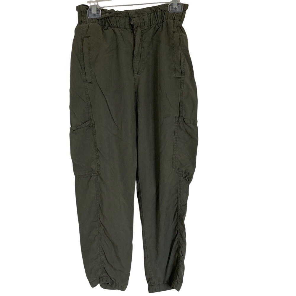 Sanctuary Womens Olive Green Cargo Pants Size M Paper Bag Waist Casual Pockets